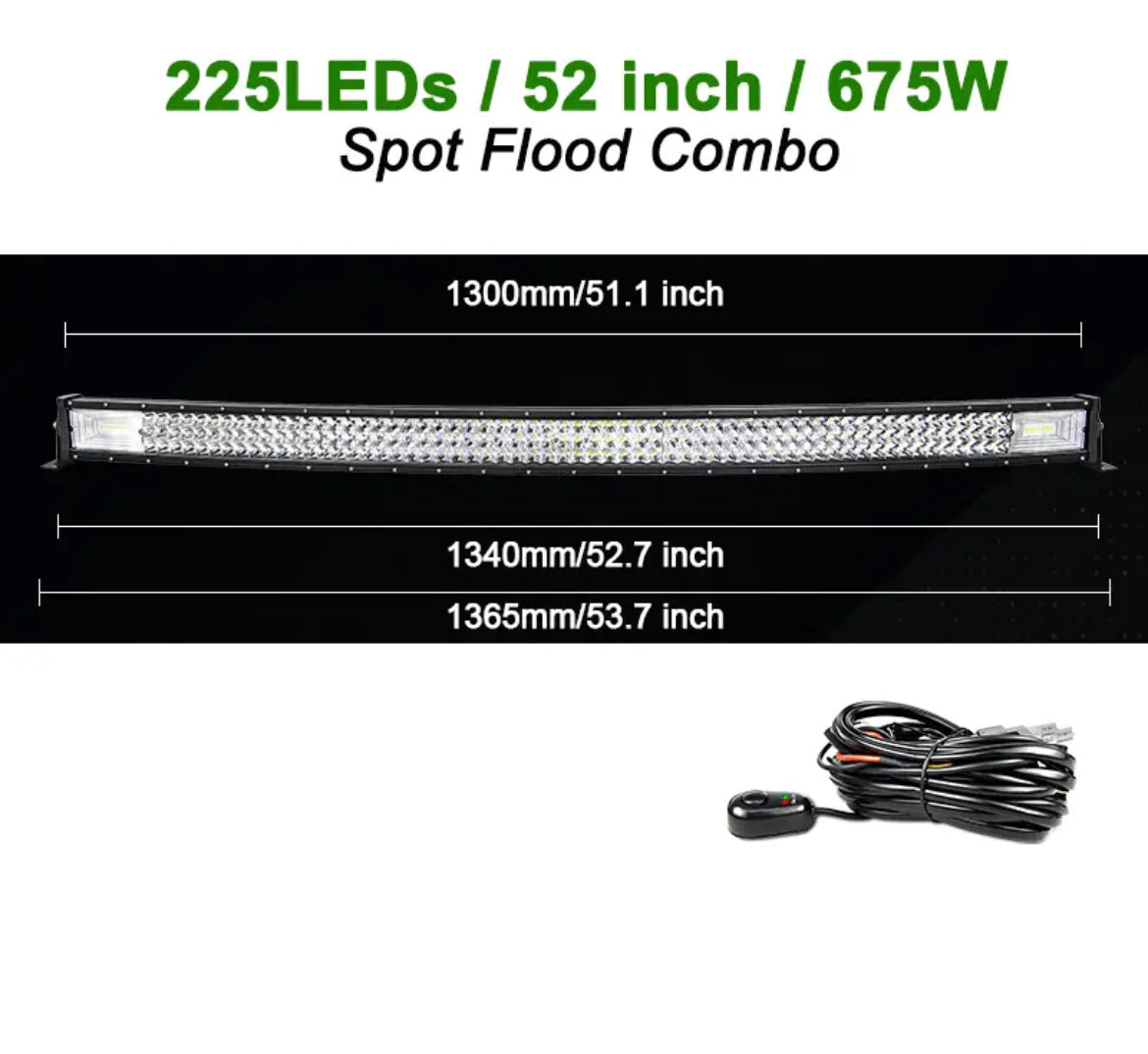 Barre led incurved 52 pouces pour 4x4