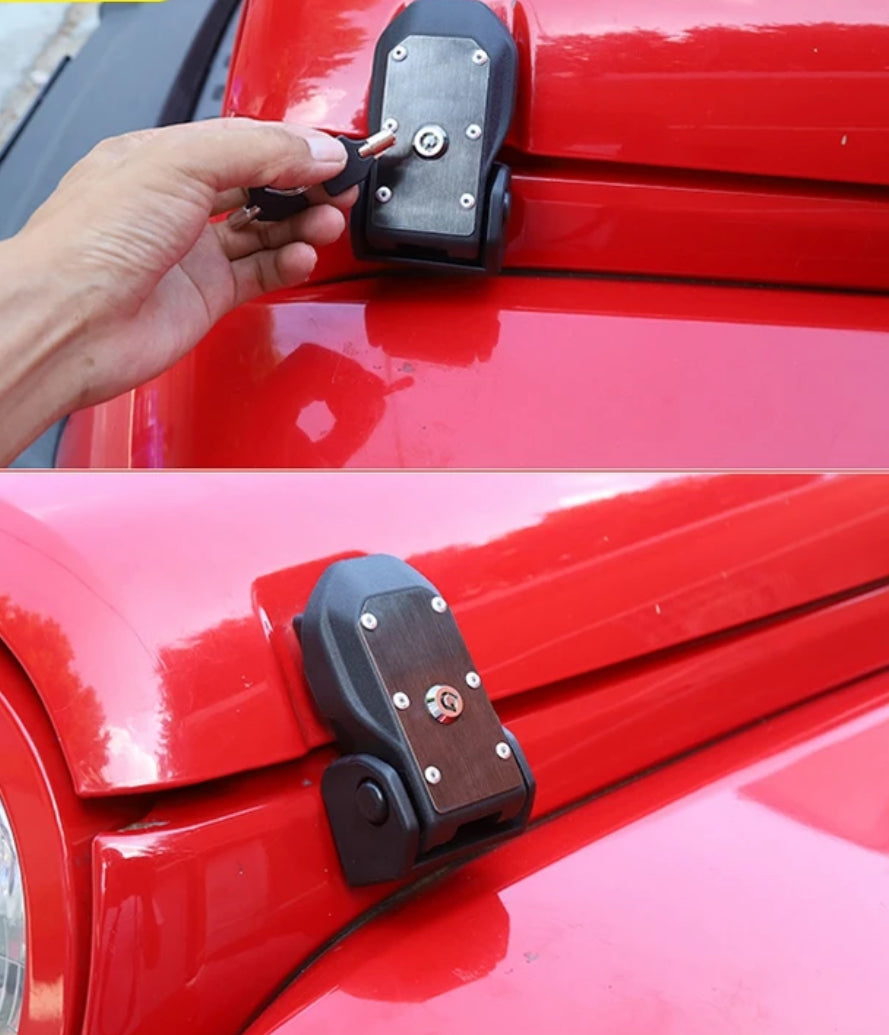 Loquet de capot moteur de voiture avec serrure à clé, loquet de capot, serrures extérieures, accessoires de capot, Jeep Wrangler JK 2007-2017
