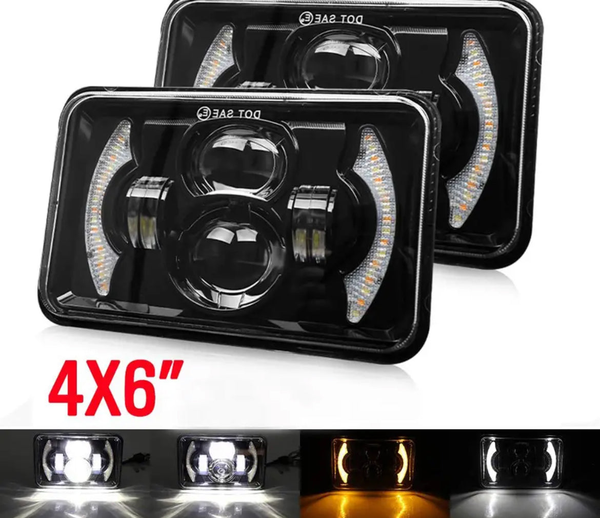 Phares led carré halo 4x6 pouces