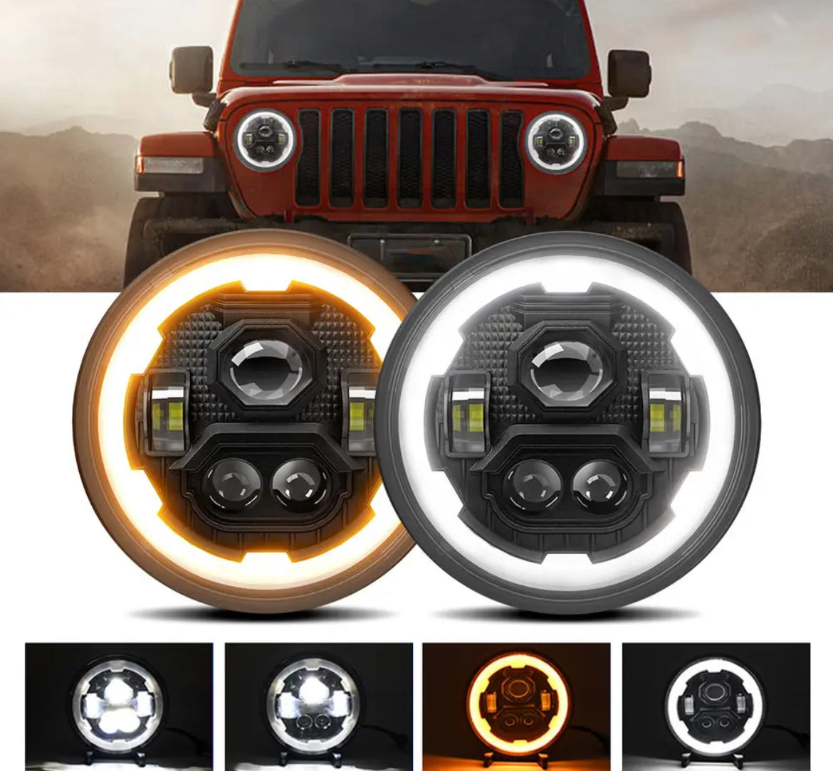 Kit Phares led halo Angel eyes 7 pouces nouveau model
