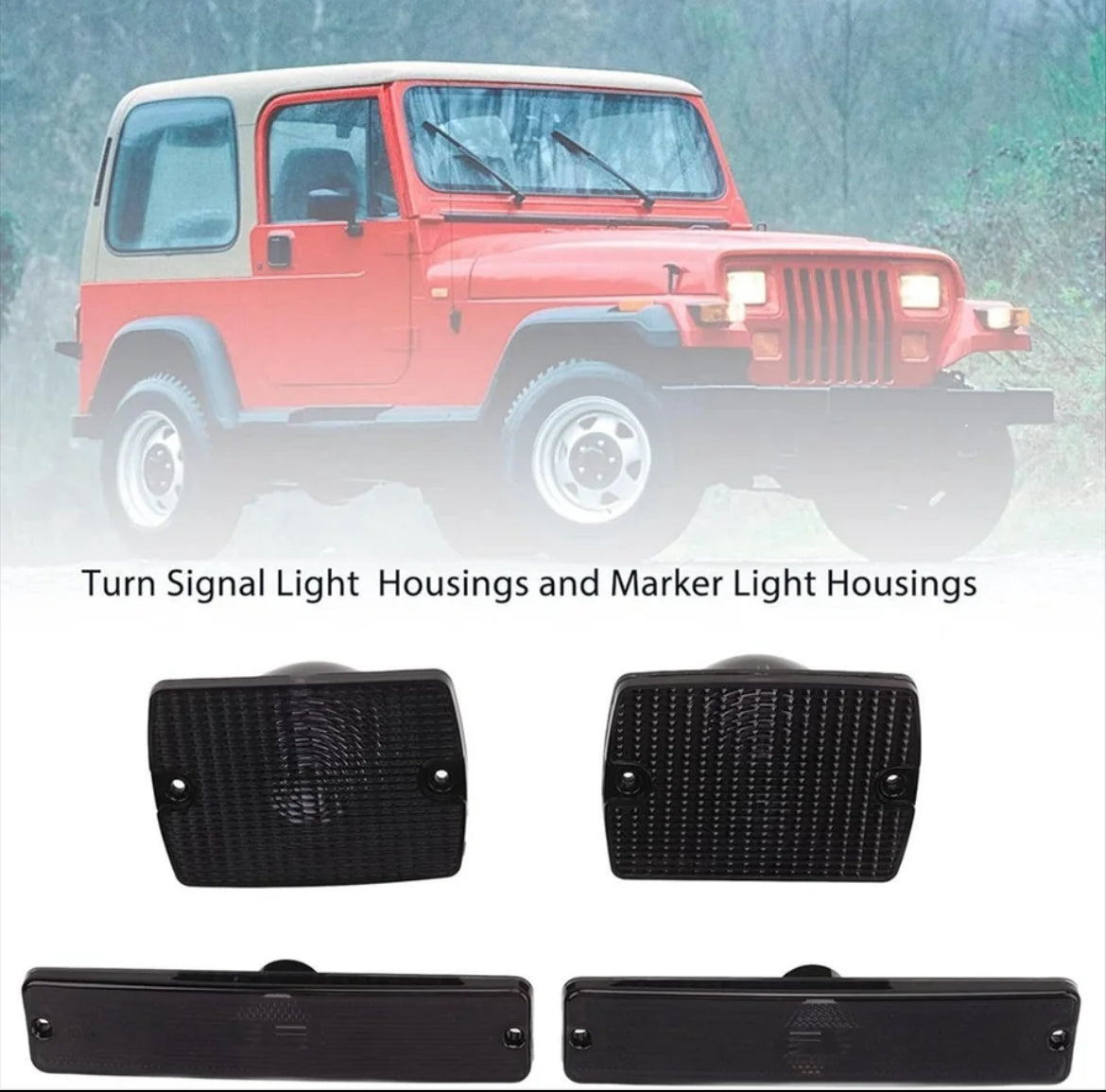 Couvercle de feu de position noirs , latéral pour pare-chocs avant de voiture, couvercle de clignotant, Jeep Wrangler YJ