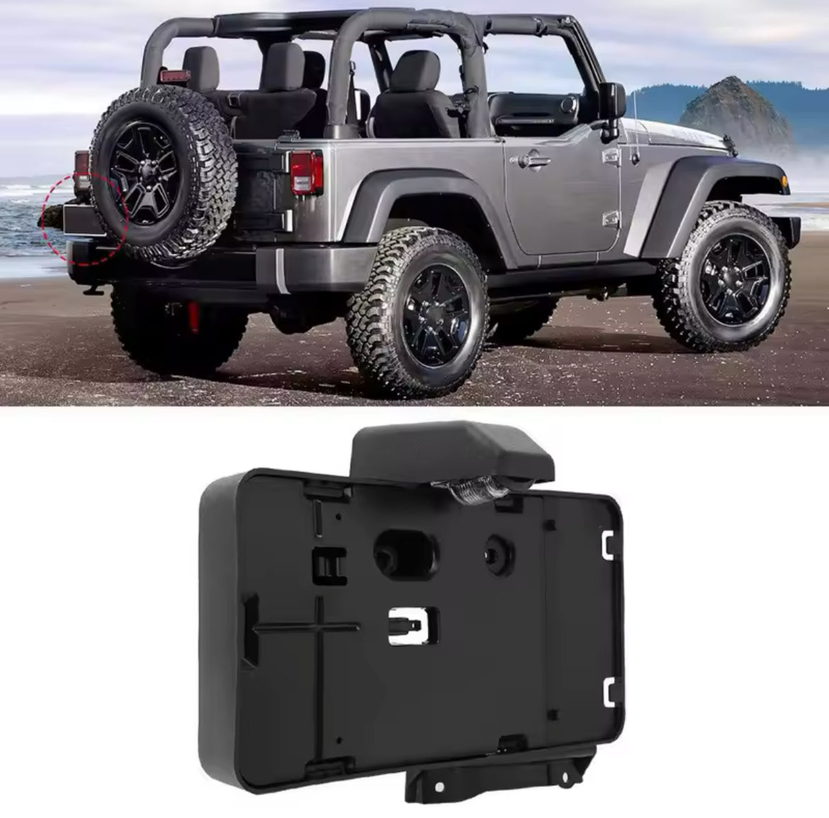 Cadre de support de plaque arrière avec lumière, montage rapide, Jeep Wrangler JK JKU 2007-2017