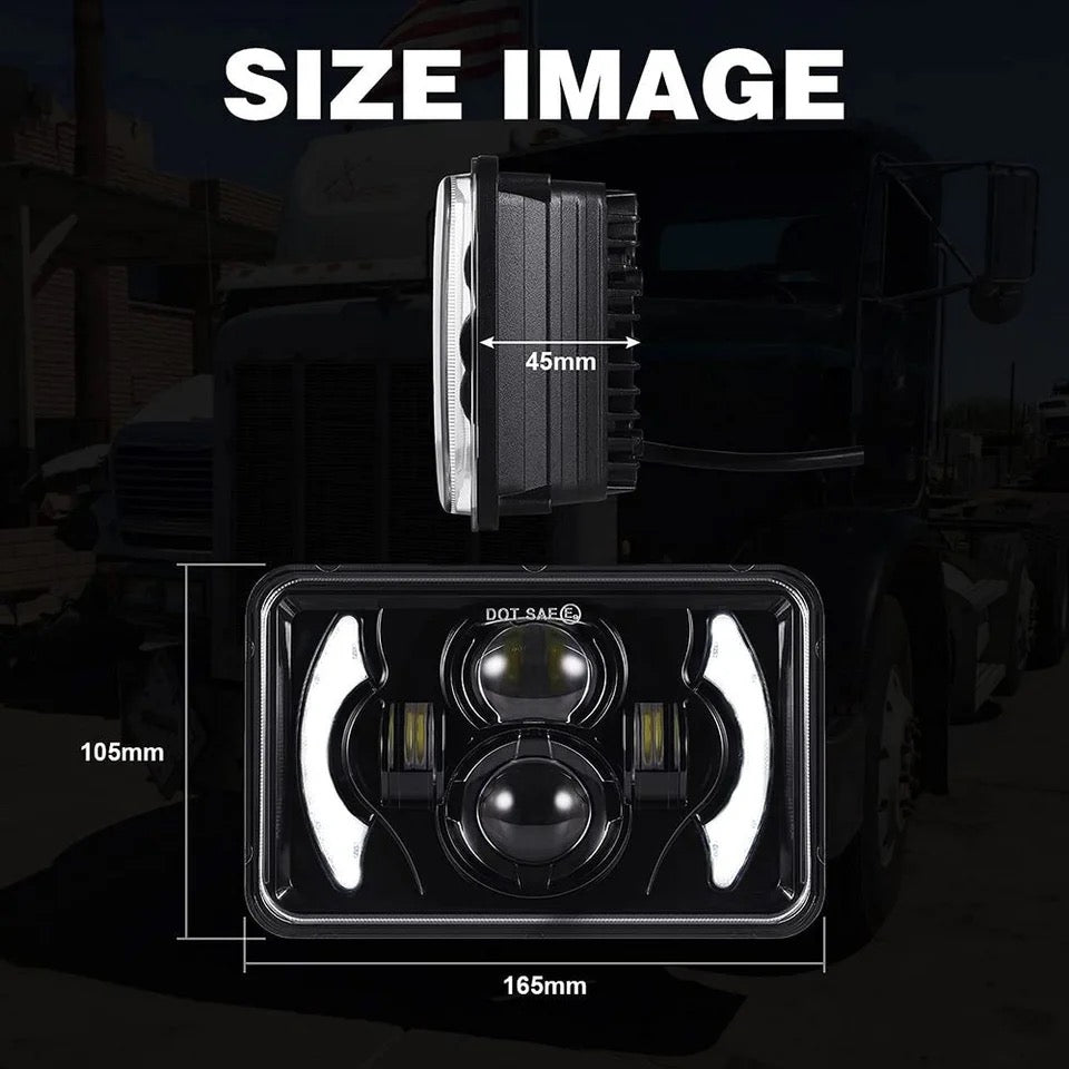 Phares led carré halo 4x6 pouces