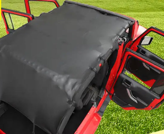 Pare-soleil bikini capote en cuir souple pour Jeep Wrangler JK JKU 2007-2017 2/4, couverture de toit pleine longueur anti UV