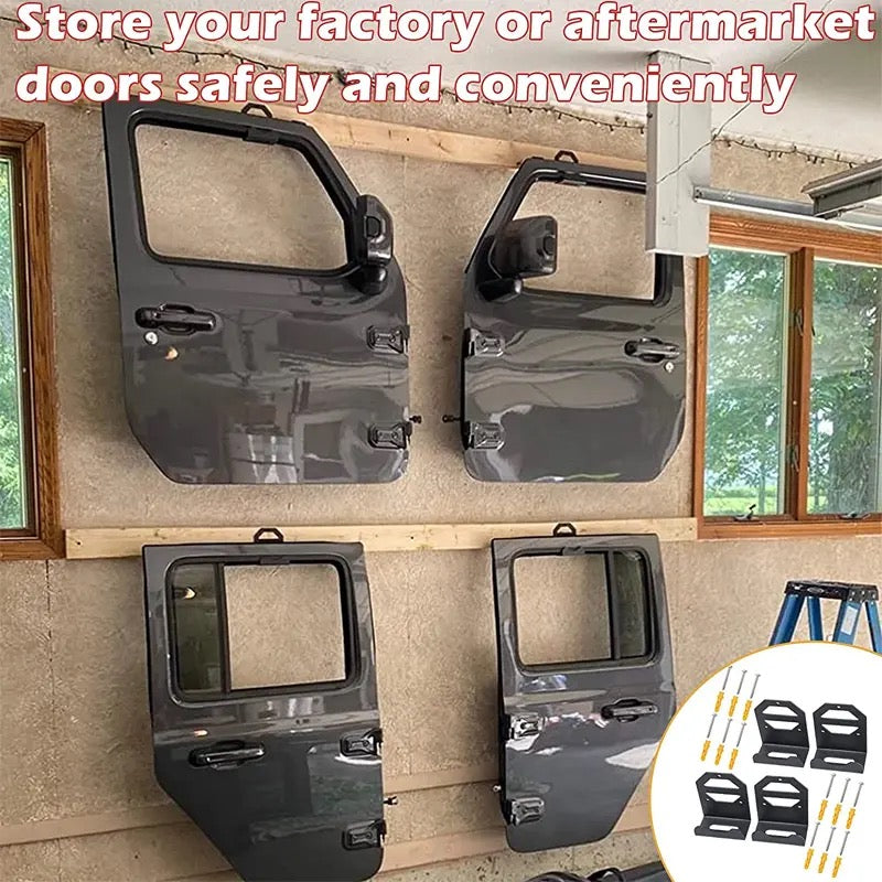 4 Cintres de porte mural, support de rangement, compatible avec Jeep Wrangler, CJ, YJ, TJ, LJ, JK, JKU, 1956-2021 JL, jeu de 4 cintres