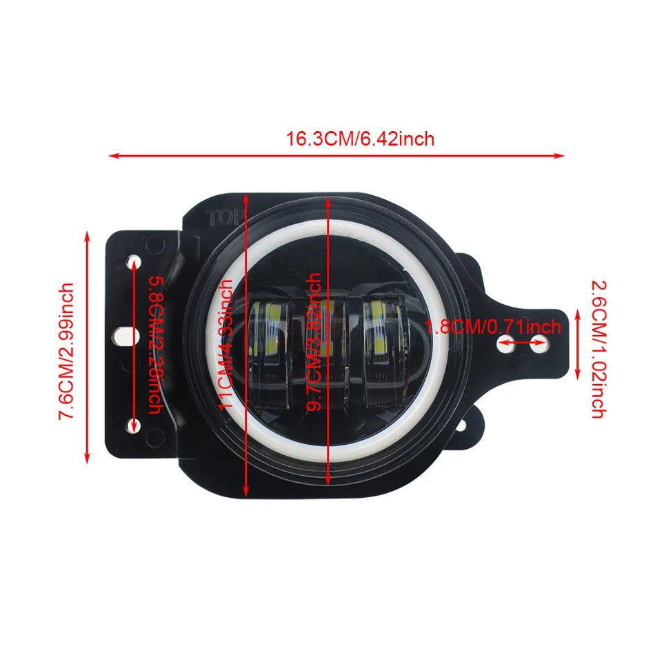 Phares antibrouillard Led , 30W, Halo, support de montage pour Jeep Wrangler JL 2018 2022