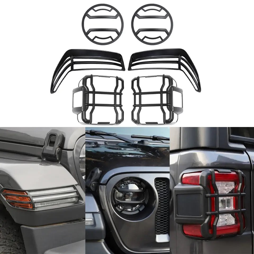 Kit protection de Phare Avant et arrière a LED pour Jeep Wrangler JL Gladiator JT, Garniture de Protection de Feu Arrière pour Voiture de 2018 à 2020, 2021 et 2022