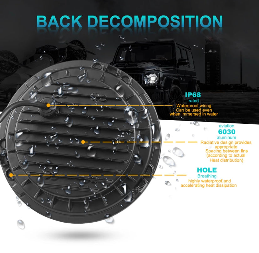 Phares a led halo angel eyes jeep wrangler jk 2007/2018