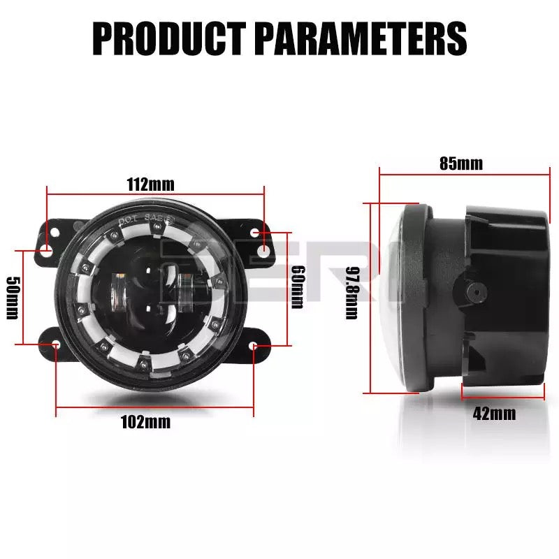 Phares antibrouillard LED halo super lumineux, antibrouillard, Jeep Wrangler JT JK, 12V, 24V, 40W, 4000lm, 6000k, blanc, 4 pouces