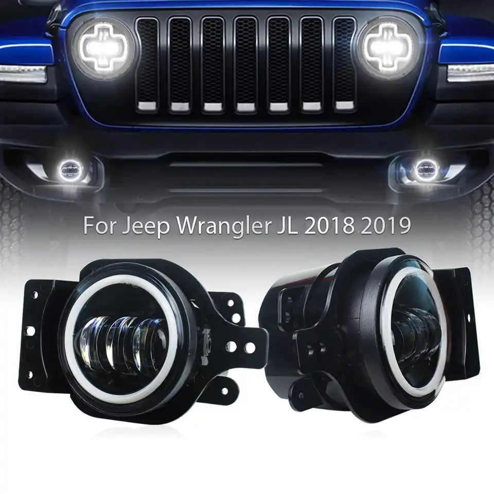 Phares antibrouillard Led , 30W, Halo, support de montage pour Jeep Wrangler JL 2018 2022
