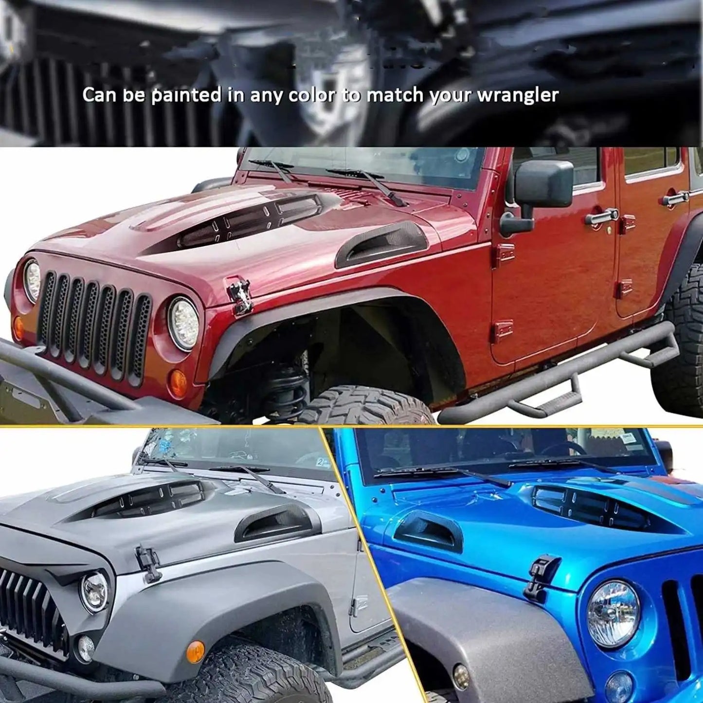 Capot avant ventilé jeep Wrangler jk 2007/2018 noir a peindre