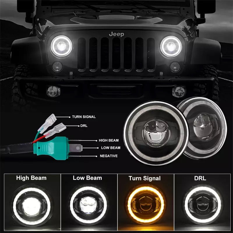 Kit phares led halo jeep Wrangler jk 2007/2018
