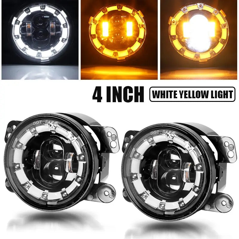 Phares antibrouillard LED halo super lumineux, antibrouillard, Jeep Wrangler JT JK, 12V, 24V, 40W, 4000lm, 6000k, blanc, 4 pouces