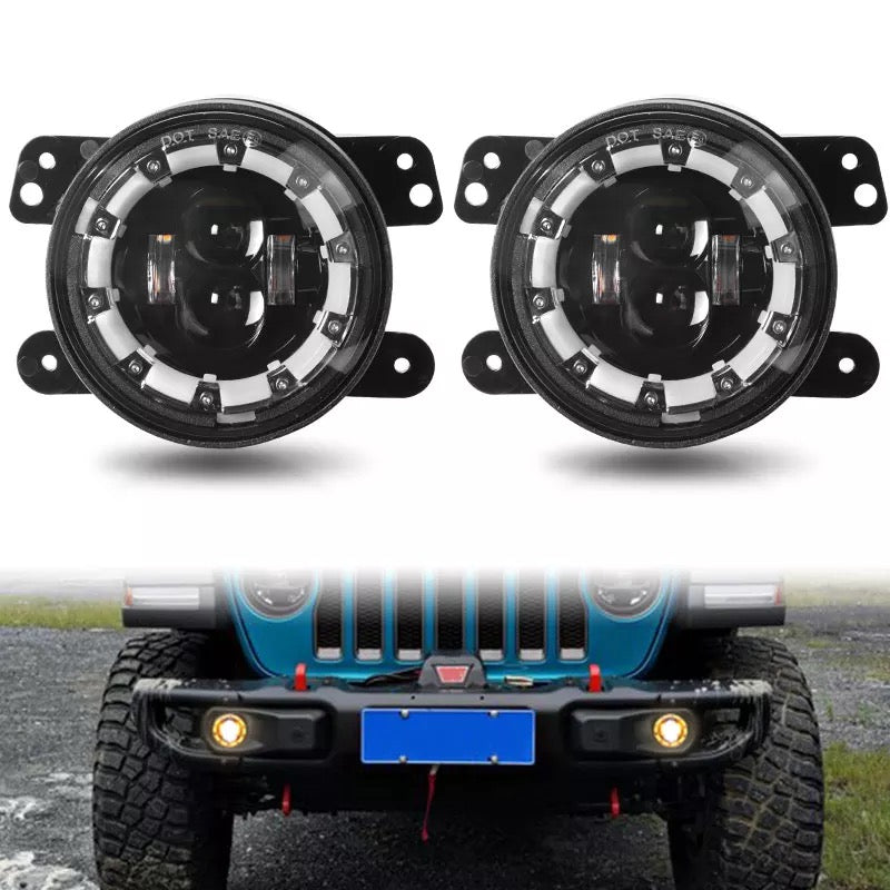 Phares antibrouillard LED halo super lumineux, antibrouillard, Jeep Wrangler JT JK, 12V, 24V, 40W, 4000lm, 6000k, blanc, 4 pouces