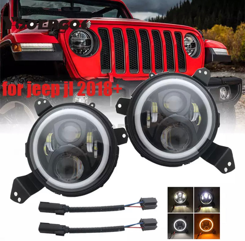Kit phares led halo angel eyes jeep wrangler JL /2018