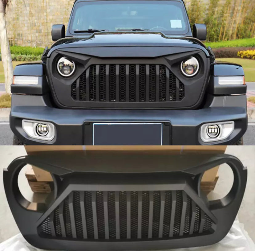 Calandre angry birds avant de voiture Jeep Wrangler JL, grille de calandre de course, pièces extérieures noires mates, 2018 2019 2020 2021