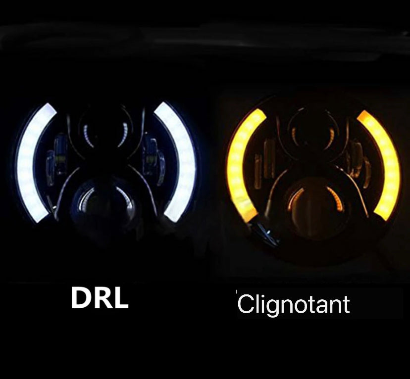 Kit led phares angel eyes jeep wrangler jk 2007/2018 4x4 120W 7 pouces, 2 pièces