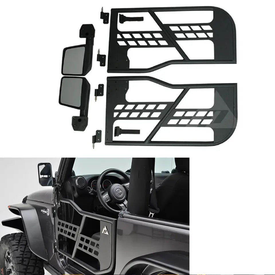 Kit Demi-porte en acier noir avec miroir latéral pour Jeep Wrangler JK 07-15, 2 portes