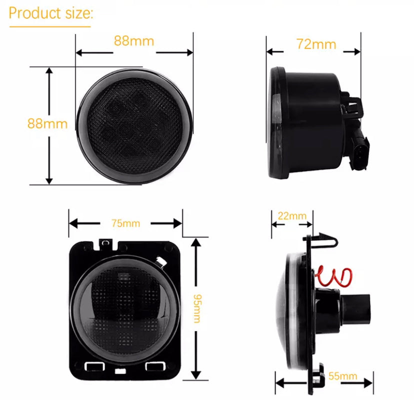 Kit clignotants noir led x4 jeep jk
