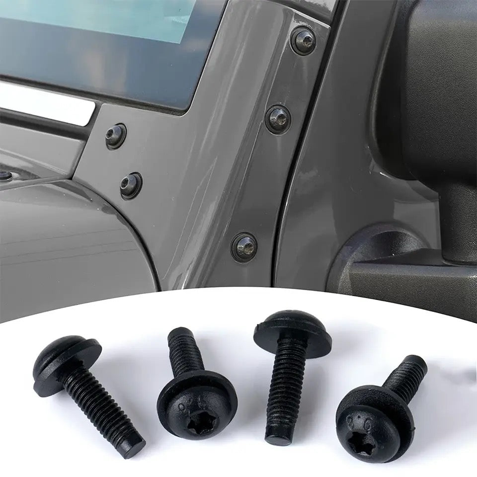 Vis M8 de Style OEM pour Jeep Wrangler JK 07-17, supports de lumière LED sur montant , charnières de cadre de pare-brise, demi-portes, vis d'installation