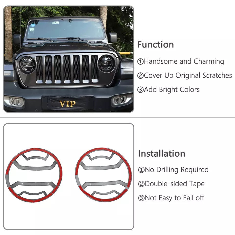 Protection de Phare de Voiture, Décoration, Autocollant, Extérieur, ABS, Jeep Wrangler JL 2018 2019 Gladiator JT 2020 2021 2022