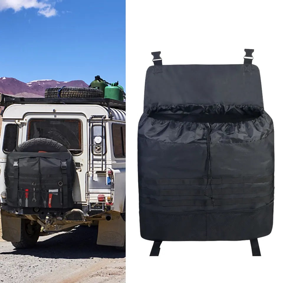 Porte Sac poubelle extérieur pour pneus de secours, sac de rangement universel multi-poches pour pneus de secours, robuste, avec sangles réglables