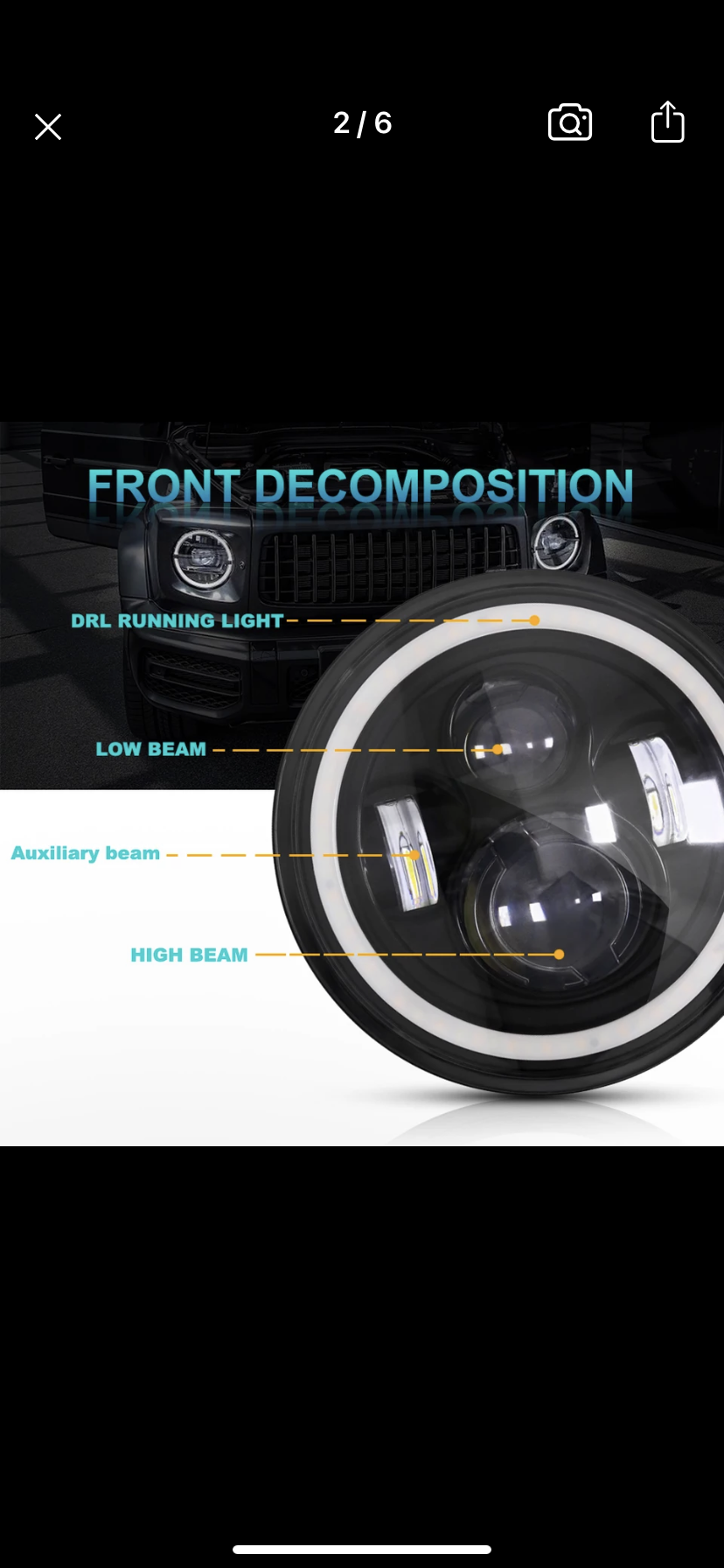 Phares a led halo angel eyes jeep wrangler jk 2007/2018