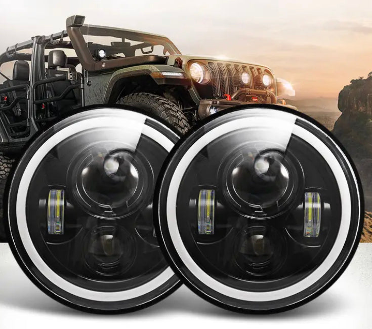 Phares a led halo angel eyes jeep wrangler jk 2007/2018