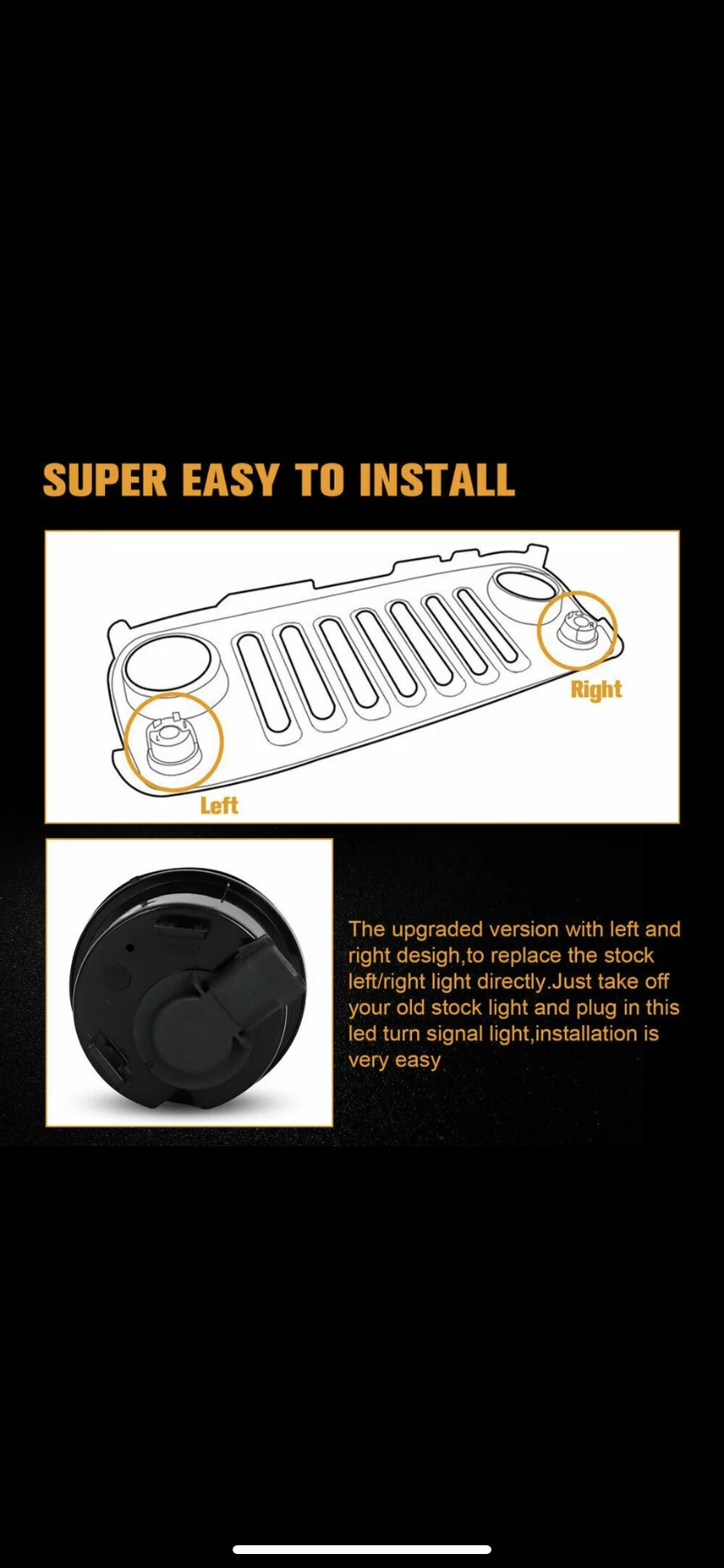 Clignotants led noir jeep Wrangler jk 2007/2018