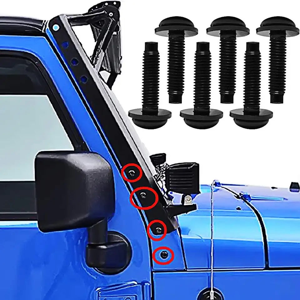 Vis M8 de Style OEM pour Jeep Wrangler JK 07-17, supports de lumière LED sur montant , charnières de cadre de pare-brise, demi-portes, vis d'installation