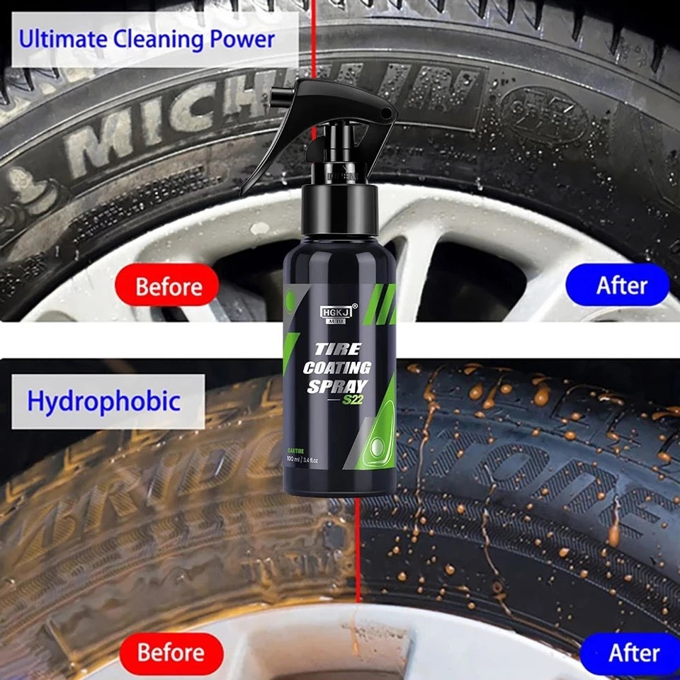 Spray de Revêtement Céramique 100 ml Noircissant pour Pneus de Voiture, Liquide de Remise à Neuf, Accessoires de Lavage Automobile