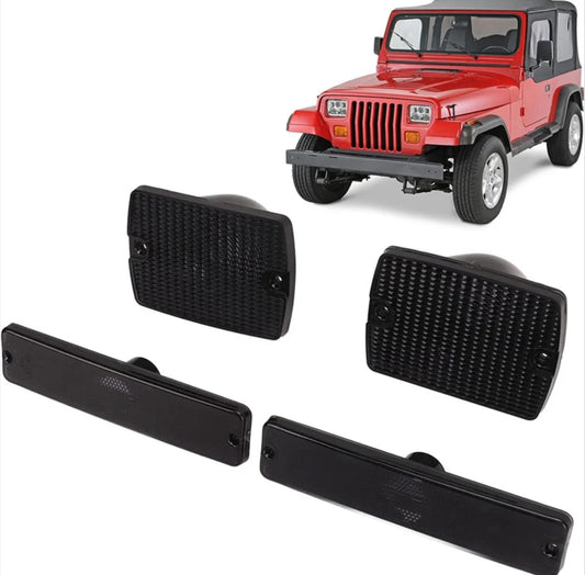 Couvercle de feu de position noirs , latéral pour pare-chocs avant de voiture, couvercle de clignotant, Jeep Wrangler YJ