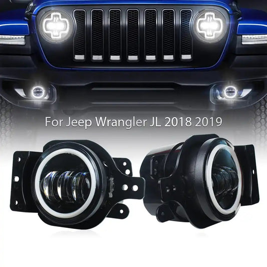 Phares antibrouillard Led , 30W, Halo, support de montage pour Jeep Wrangler JL 2018 2022